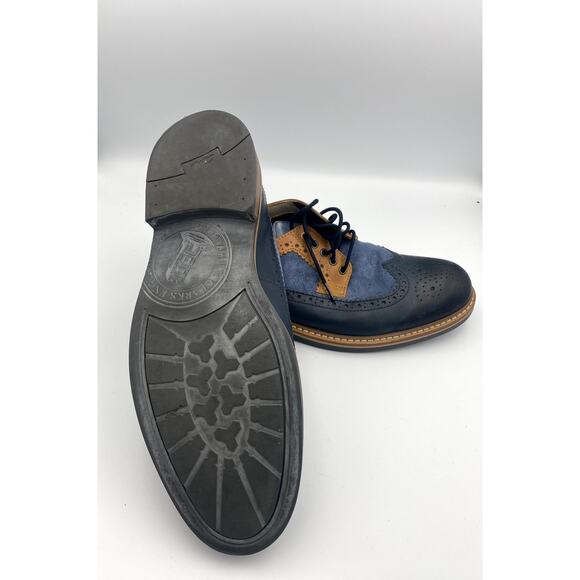 Clarks England Limited Edition Derby Oxford Mens Size13 Blue Brown Two Tone - Picture 6 of 8